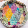 Round Vintage berber pouf