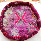 Round Vintage berber pouf