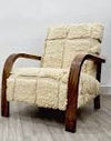 Wooden loungechair with beautiful 100% woolen Beni Ouarain fabric