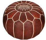 Leather handcrafted ottoman Dark Brown