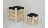 Wooden stool with macrame