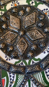 Moroccan big plate Engraved withs over colored metal